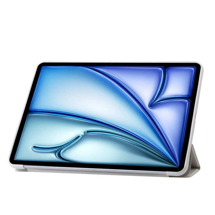 For iPad Air 13 2024 Three-fold Holder Flip Tablet Leather Case(Grey) - iPad Air 13 2024 Cases by PMC TechLife | Online Shopping South Africa | PMC TechLife | Buy Now Pay Later Mobicred