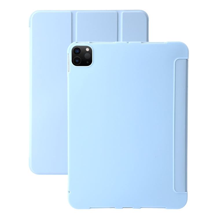 For iPad Pro 11 2024 Three-fold Holder Flip Tablet Leather Case(Sky Blue) - iPad Pro 11 2024 Cases by PMC TechLife | Online Shopping South Africa | PMC TechLife | Buy Now Pay Later Mobicred