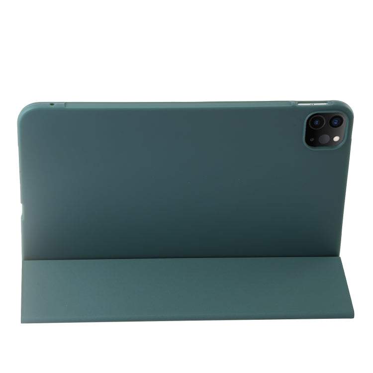 For iPad Pro 11 2024 Three-fold Holder Flip Tablet Leather Case(Dark Green) - iPad Pro 11 2024 Cases by PMC TechLife | Online Shopping South Africa | PMC TechLife | Buy Now Pay Later Mobicred