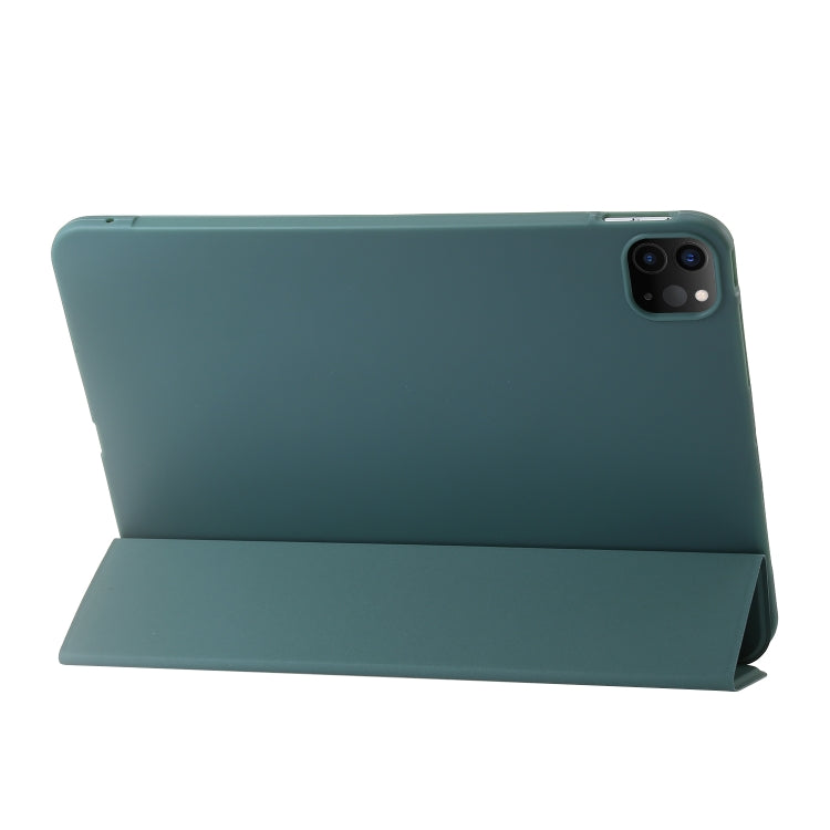 For iPad Pro 11 2024 Three-fold Holder Flip Tablet Leather Case(Dark Green) - iPad Pro 11 2024 Cases by PMC TechLife | Online Shopping South Africa | PMC TechLife | Buy Now Pay Later Mobicred