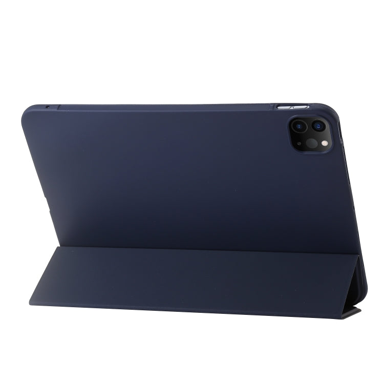 For iPad Pro 11 2024 Three-fold Holder Flip Tablet Leather Case(Dark Blue) - iPad Pro 11 2024 Cases by PMC TechLife | Online Shopping South Africa | PMC TechLife | Buy Now Pay Later Mobicred