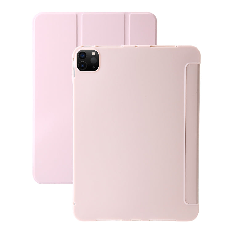 For iPad Pro 11 2024 Three-fold Holder Flip Tablet Leather Case(Light Pink) - iPad Pro 11 2024 Cases by PMC TechLife | Online Shopping South Africa | PMC TechLife | Buy Now Pay Later Mobicred