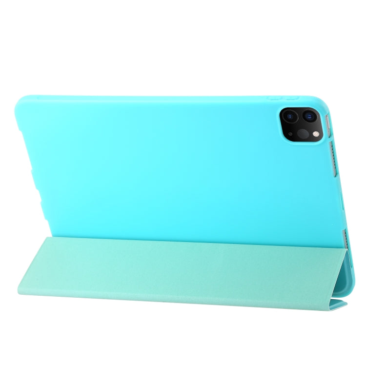 For iPad Pro 11 2024 Three-fold Holder Flip Tablet Leather Case(Mint Blue) - iPad Pro 11 2024 Cases by PMC TechLife | Online Shopping South Africa | PMC TechLife | Buy Now Pay Later Mobicred
