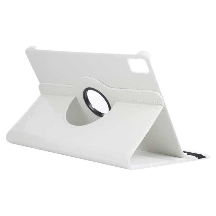 For iPad Pro 13 2024 360 Degree Rotation Litchi Texture Leather Tablet Case with Holder(White) - iPad Pro 13 2024 Cases by PMC TechLife | Online Shopping South Africa | PMC TechLife | Buy Now Pay Later Mobicred