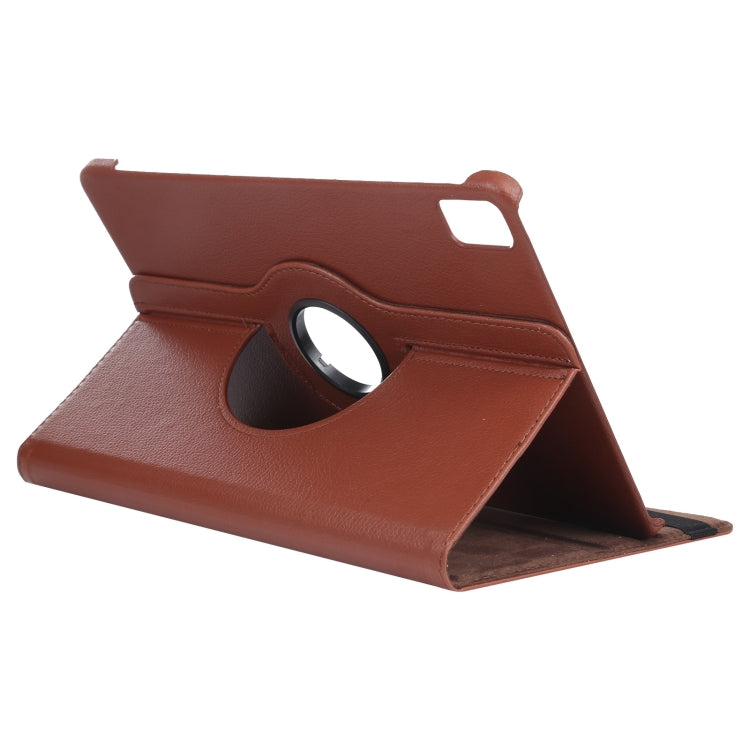 For iPad Pro 13 2024 360 Degree Rotation Litchi Texture Leather Tablet Case with Holder(Brown) - iPad Pro 13 2024 Cases by PMC TechLife | Online Shopping South Africa | PMC TechLife | Buy Now Pay Later Mobicred