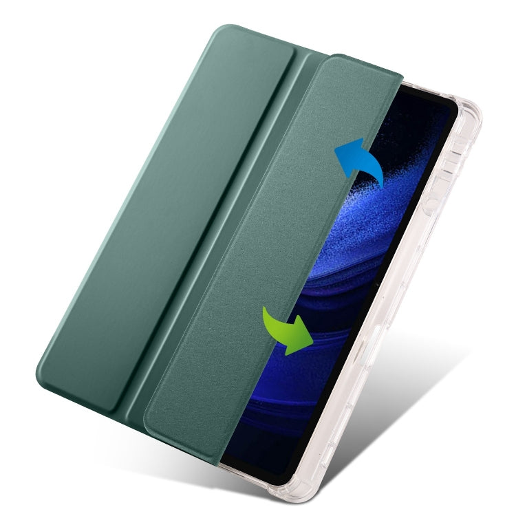 For iPad Pro 11 2024 3-fold Clear TPU Smart Leather Tablet Case with Pen Slot(Dark Green) - iPad Pro 11 2024 Cases by PMC TechLife | Online Shopping South Africa | PMC TechLife | Buy Now Pay Later Mobicred