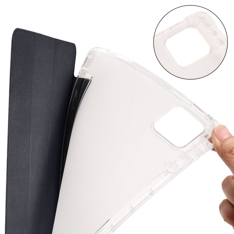 For iPad Pro 11 2024 3-fold Clear TPU Smart Leather Tablet Case with Pen Slot(Black) - iPad Pro 11 2024 Cases by PMC TechLife | Online Shopping South Africa | PMC TechLife | Buy Now Pay Later Mobicred