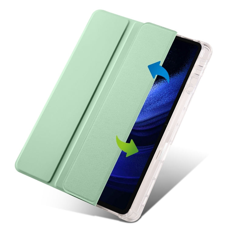 For iPad Pro 11 2024 3-fold Clear TPU Smart Leather Tablet Case with Pen Slot(Green) - iPad Pro 11 2024 Cases by PMC TechLife | Online Shopping South Africa | PMC TechLife | Buy Now Pay Later Mobicred