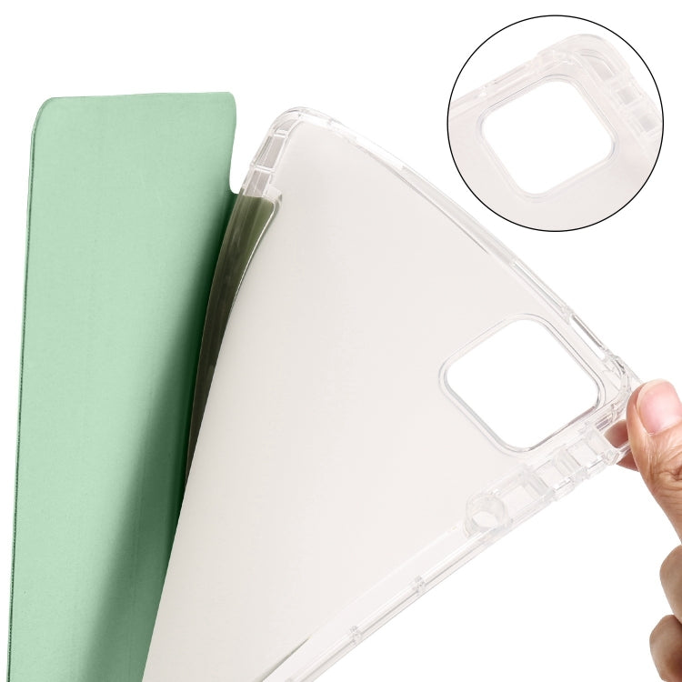For iPad Pro 11 2024 3-fold Clear TPU Smart Leather Tablet Case with Pen Slot(Green) - iPad Pro 11 2024 Cases by PMC TechLife | Online Shopping South Africa | PMC TechLife | Buy Now Pay Later Mobicred