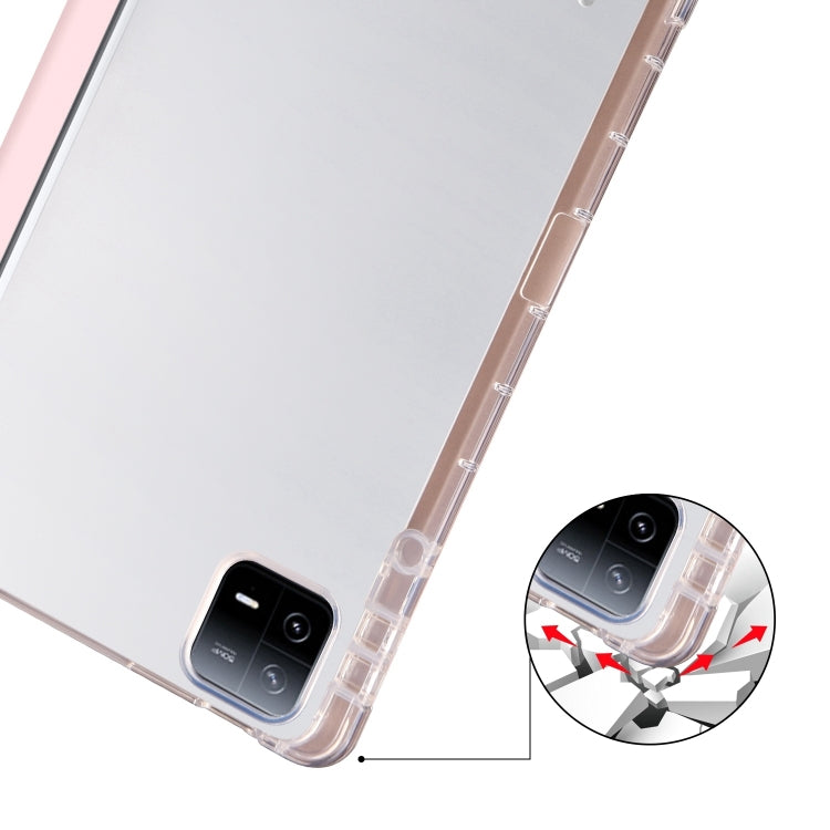 For iPad Pro 11 2024 3-fold Clear TPU Smart Leather Tablet Case with Pen Slot(Sand Pink) - free shipping - PMC TechLife - Order now!