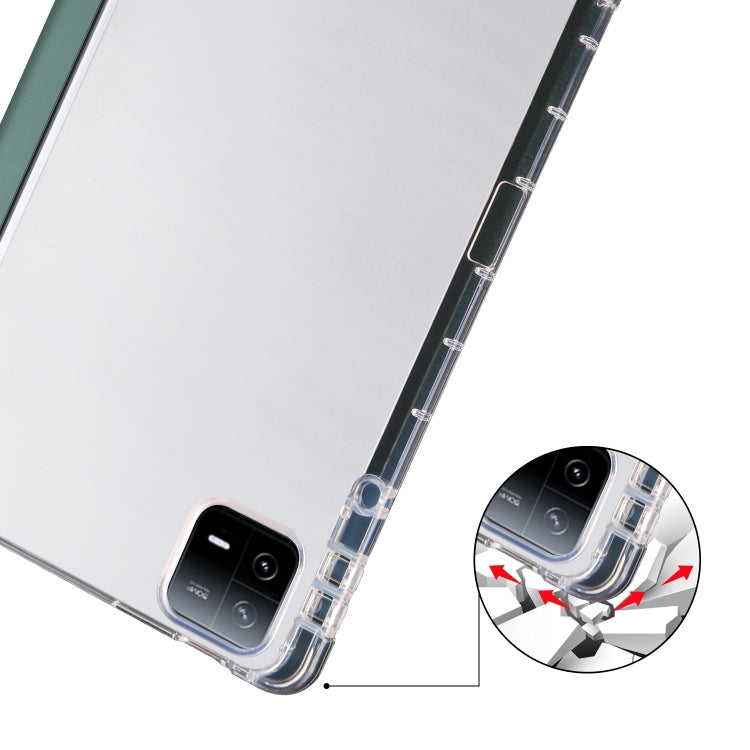 For iPad Air 11 2025 / 2024 3-fold Clear TPU Smart Leather Tablet Case with Pen Slot(Dark Green) - iPad Air 11 2025 / 2024 Cases by PMC TechLife | Online Shopping South Africa | PMC TechLife | Buy Now Pay Later Mobicred