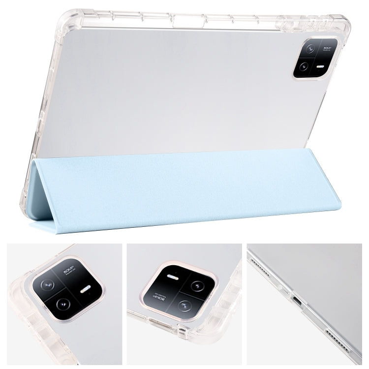 For iPad Air 11 2024 3-fold Clear TPU Smart Leather Tablet Case with Pen Slot(Ice Blue) - iPad Air 11 2024 Cases by PMC TechLife | Online Shopping South Africa | PMC TechLife | Buy Now Pay Later Mobicred
