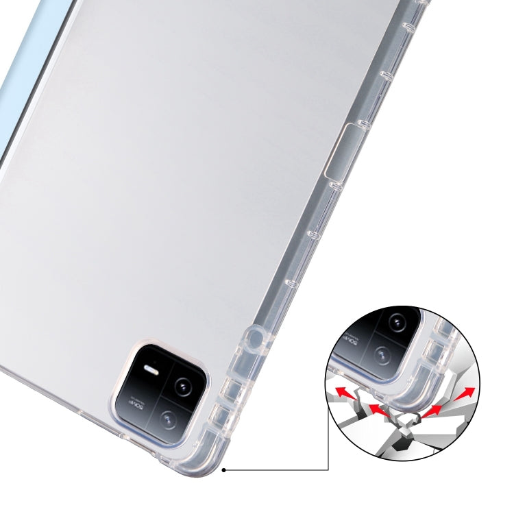 For iPad Air 11 2024 3-fold Clear TPU Smart Leather Tablet Case with Pen Slot(Ice Blue) - iPad Air 11 2024 Cases by PMC TechLife | Online Shopping South Africa | PMC TechLife | Buy Now Pay Later Mobicred