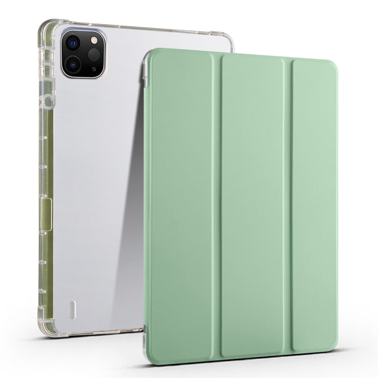 For iPad Air 11 2025 / 2024 3-fold Clear TPU Smart Leather Tablet Case with Pen Slot(Green) - iPad Air 11 2025 / 2024 Cases by PMC TechLife | Online Shopping South Africa | PMC TechLife | Buy Now Pay Later Mobicred