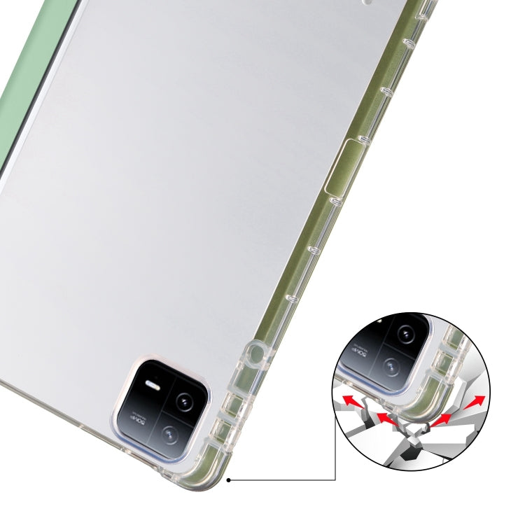 For iPad Air 11 2025 / 2024 3-fold Clear TPU Smart Leather Tablet Case with Pen Slot(Green) - iPad Air 11 2025 / 2024 Cases by PMC TechLife | Online Shopping South Africa | PMC TechLife | Buy Now Pay Later Mobicred