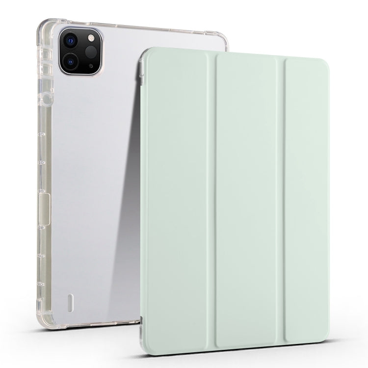 For iPad Air 11 2024 3-fold Clear TPU Smart Leather Tablet Case with Pen Slot(Light Green) - iPad Air 11 2024 Cases by PMC TechLife | Online Shopping South Africa | PMC TechLife | Buy Now Pay Later Mobicred