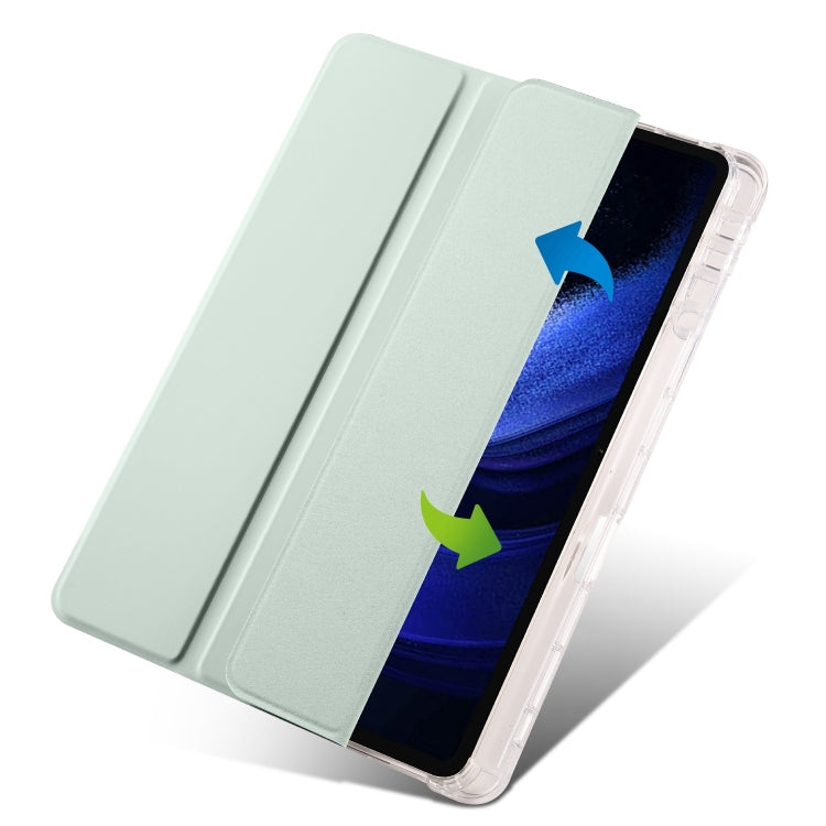 For iPad Air 11 2024 3-fold Clear TPU Smart Leather Tablet Case with Pen Slot(Light Green) - iPad Air 11 2024 Cases by PMC TechLife | Online Shopping South Africa | PMC TechLife | Buy Now Pay Later Mobicred