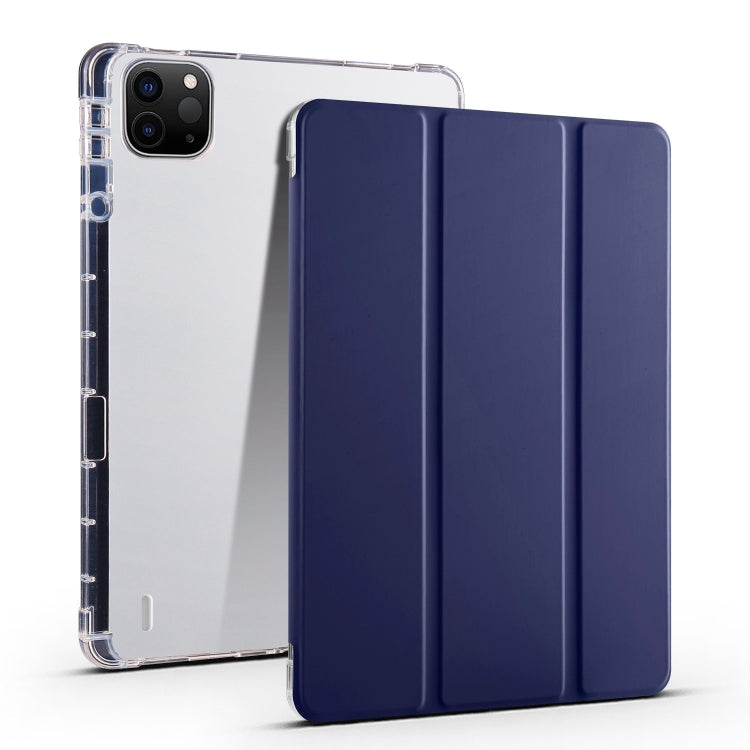 For iPad Air 11 2024 3-fold Clear TPU Smart Leather Tablet Case with Pen Slot(Dark Blue) - iPad Air 11 2024 Cases by PMC TechLife | Online Shopping South Africa | PMC TechLife | Buy Now Pay Later Mobicred