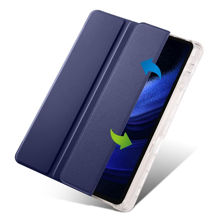 For iPad Air 11 2024 3-fold Clear TPU Smart Leather Tablet Case with Pen Slot(Dark Blue) - iPad Air 11 2024 Cases by PMC TechLife | Online Shopping South Africa | PMC TechLife | Buy Now Pay Later Mobicred