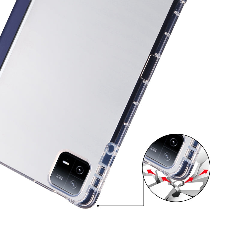 For iPad Air 11 2024 3-fold Clear TPU Smart Leather Tablet Case with Pen Slot(Dark Blue) - iPad Air 11 2024 Cases by PMC TechLife | Online Shopping South Africa | PMC TechLife | Buy Now Pay Later Mobicred