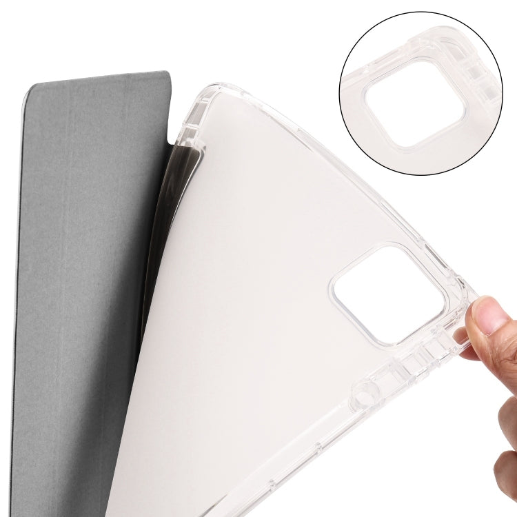 For iPad Air 11 2024 3-fold Clear TPU Smart Leather Tablet Case with Pen Slot(Space Gray) - iPad Air 11 2024 Cases by PMC TechLife | Online Shopping South Africa | PMC TechLife | Buy Now Pay Later Mobicred