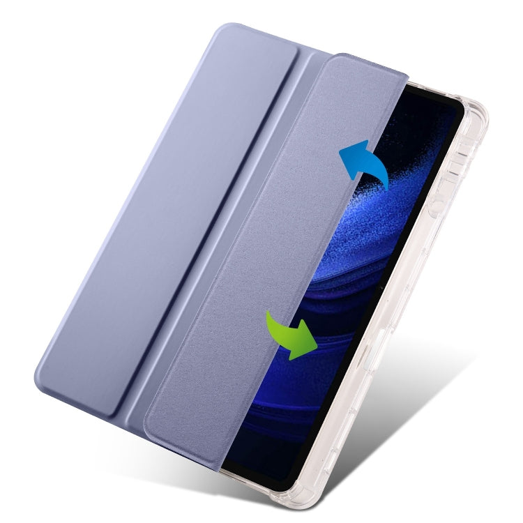 For iPad Air 11 2025 / 2024 3-fold Clear TPU Smart Leather Tablet Case with Pen Slot(Lavender Purple) - iPad Air 11 2025 / 2024 Cases by PMC TechLife | Online Shopping South Africa | PMC TechLife | Buy Now Pay Later Mobicred