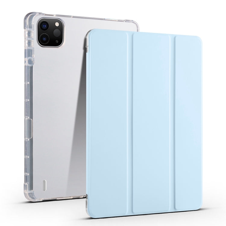 For iPad Air 13 2024 3-fold Clear TPU Smart Leather Tablet Case with Pen Slot(Ice Blue) - iPad Air 13 2024 Cases by PMC TechLife | Online Shopping South Africa | PMC TechLife | Buy Now Pay Later Mobicred