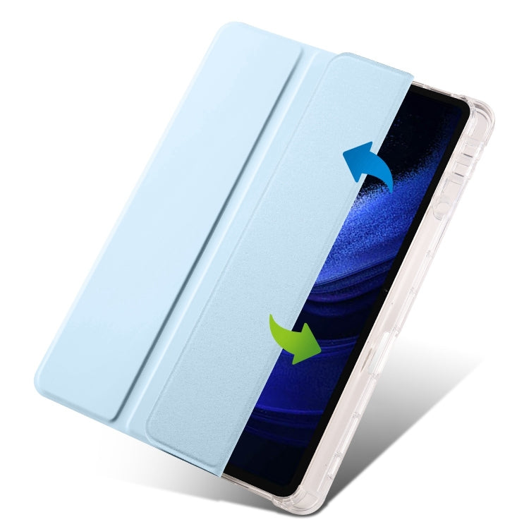 For iPad Air 13 2024 3-fold Clear TPU Smart Leather Tablet Case with Pen Slot(Ice Blue) - iPad Air 13 2024 Cases by PMC TechLife | Online Shopping South Africa | PMC TechLife | Buy Now Pay Later Mobicred