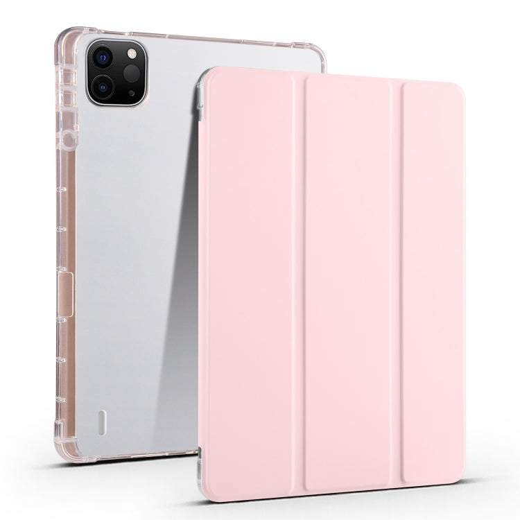 For iPad Air 13 2025 / 2024 3-fold Clear TPU Smart Leather Tablet Case with Pen Slot(Sand Pink) - iPad Air 13 2025 / 2024 Cases by PMC TechLife | Online Shopping South Africa | PMC TechLife | Buy Now Pay Later Mobicred