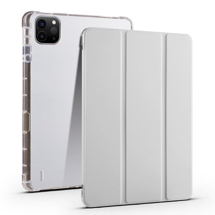 For iPad Air 13 2024 3-fold Clear TPU Smart Leather Tablet Case with Pen Slot(Space Gray) - iPad Air 13 2024 Cases by PMC TechLife | Online Shopping South Africa | PMC TechLife | Buy Now Pay Later Mobicred