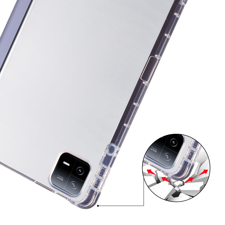 For iPad Air 13 2024 3-fold Clear TPU Smart Leather Tablet Case with Pen Slot(Lavender Purple) - iPad Air 13 2024 Cases by PMC TechLife | Online Shopping South Africa | PMC TechLife | Buy Now Pay Later Mobicred