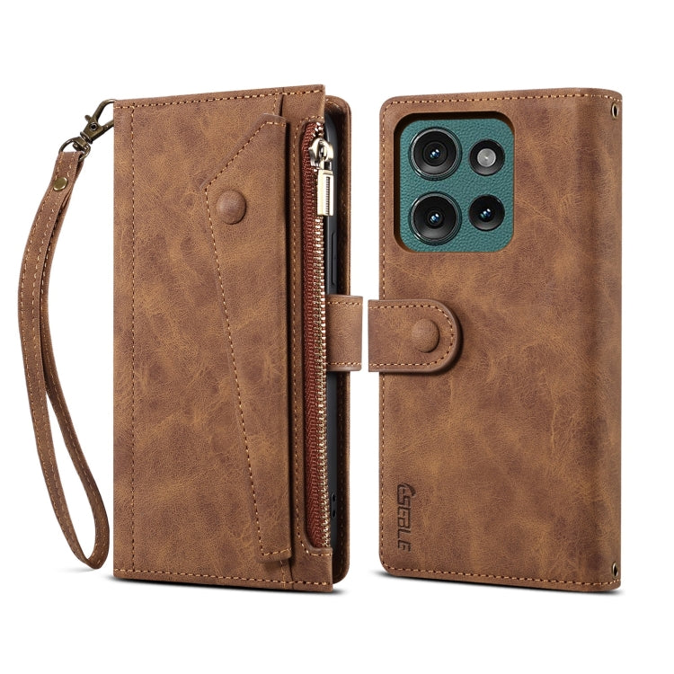 For Motorola Moto G75 5G ESEBLE Retro Frosted RFID Leather Phone Case(Brown) - Motorola Cases by ESEBLE | Online Shopping South Africa | PMC TechLife | Buy Now Pay Later Mobicred