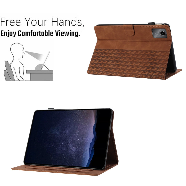 For Lenovo Tab M11/Xiaoxin Pad 11 2024 Building Blocks Embossed Leather Smart Tablet Case(Brown) - Lenovo by PMC Jewellery | Online Shopping South Africa | PMC Jewellery | Buy Now Pay Later Mobicred