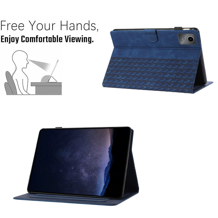 For Lenovo Tab M11/Xiaoxin Pad 11 2024 Building Blocks Embossed Leather Smart Tablet Case(Blue) - Lenovo by PMC Jewellery | Online Shopping South Africa | PMC Jewellery | Buy Now Pay Later Mobicred