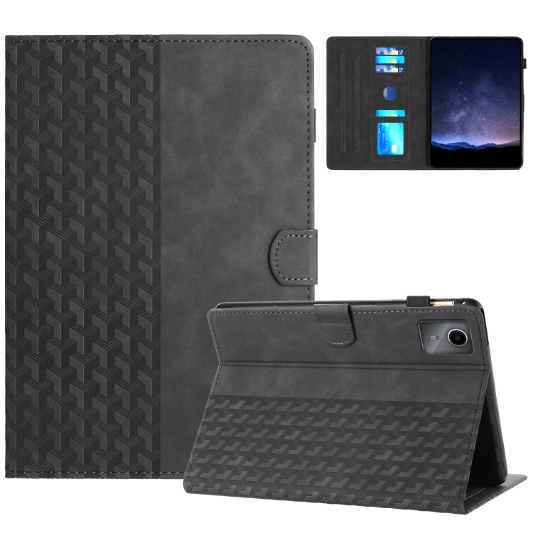 For Lenovo Tab M11/Xiaoxin Pad 11 2024 Building Blocks Embossed Leather Smart Tablet Case(Black) - Lenovo by PMC Jewellery | Online Shopping South Africa | PMC Jewellery | Buy Now Pay Later Mobicred