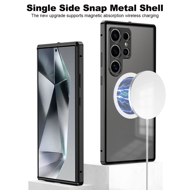 For Samsung Galaxy S24 Ultra 5G Snap Buckle Metal Frame Frosted MagSafe Phone Case(Silver) - free shipping - PMC Jewellery - Order now!
