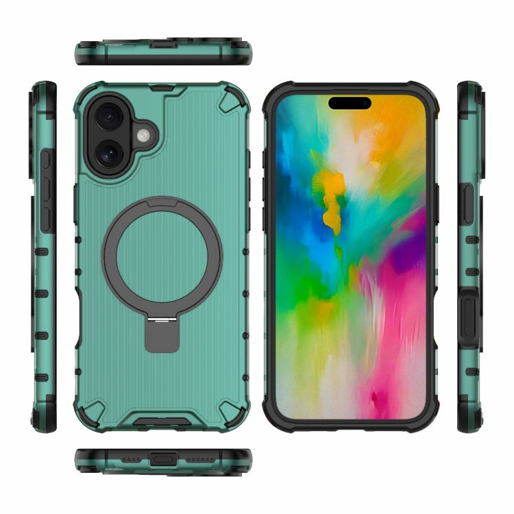 For iPhone 16 Plus Grating Holder Shockproof Phone Case(Green) - iPhone 16 Plus Cases by PMC TechLife | Online Shopping South Africa | PMC TechLife | Buy Now Pay Later Mobicred