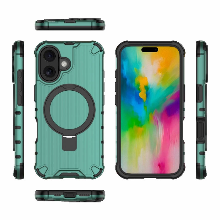 For iPhone 16 Grating Holder Shockproof Phone Case(Green) - iPhone 16 Cases by PMC TechLife | Online Shopping South Africa | PMC TechLife | Buy Now Pay Later Mobicred