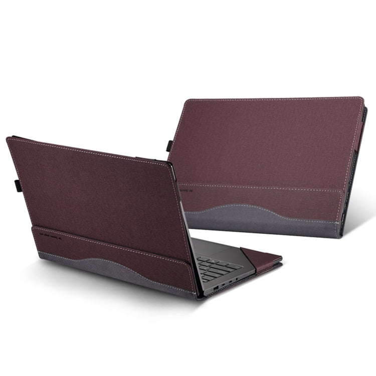 For HP Pavilion X360 Laptop 14-dw / 14m-dw Leather Laptop Shockproof Protective Case(Wine Red) - Screen & Keyboard Cover by PMC Jewellery | Online Shopping South Africa | PMC Jewellery | Buy Now Pay Later Mobicred