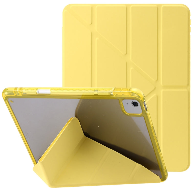 For iPad Air 11 2025 / 2024 Clear Acrylic Deformation Leather Tablet Case(Yellow) - iPad Air 11 2025 / 2024 Cases by PMC TechLife | Online Shopping South Africa | PMC TechLife | Buy Now Pay Later Mobicred