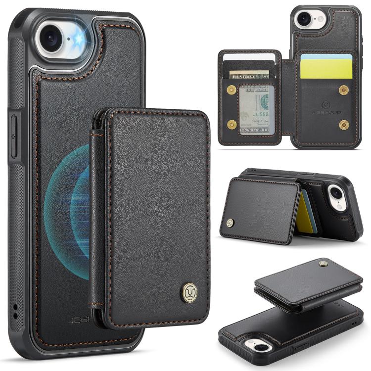 For iPhone 16e JEEHOOD J05 Business Magnetic Style RFID Leather Phone Case(Black) - free shipping - PMc TechLife - Order now!