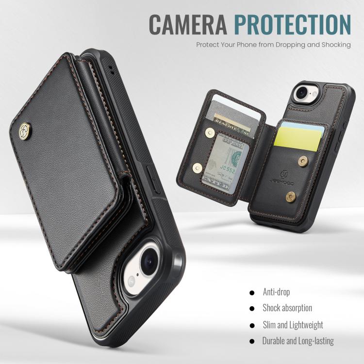 For iPhone 16e JEEHOOD J05 Business Magnetic Style RFID Leather Phone Case(Black) - free shipping - PMc TechLife - Order now!