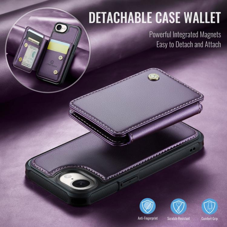 For iPhone 16e JEEHOOD J05 Business Magnetic Style RFID Leather Phone Case(Purple) - free shipping - PMc TechLife - Order now!
