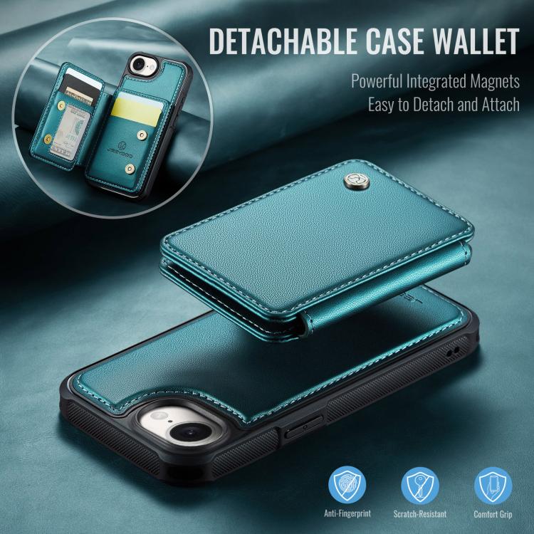 For iPhone 16e JEEHOOD J05 Business Magnetic Style RFID Leather Phone Case(Blue Green) - free shipping - PMc TechLife - Order now!