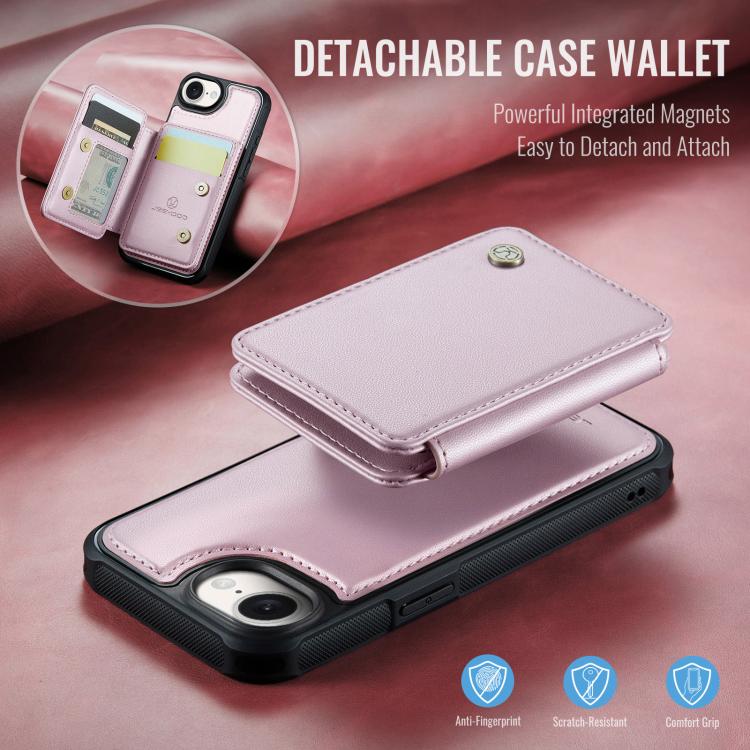 For iPhone 16e JEEHOOD J05 Business Magnetic Style RFID Leather Phone Case(Pink) - free shipping - PMc TechLife - Order now!