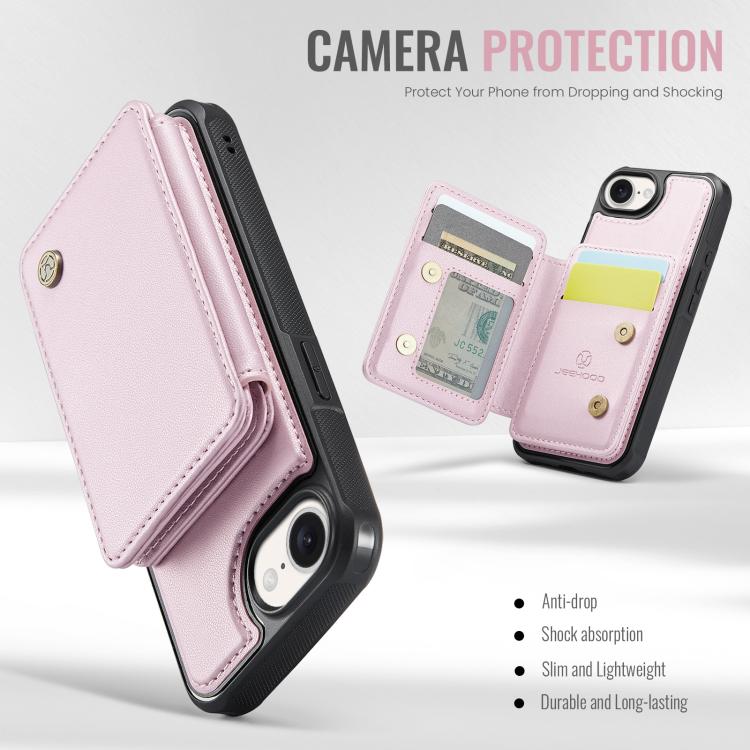 For iPhone 16e JEEHOOD J05 Business Magnetic Style RFID Leather Phone Case(Pink) - free shipping - PMc TechLife - Order now!