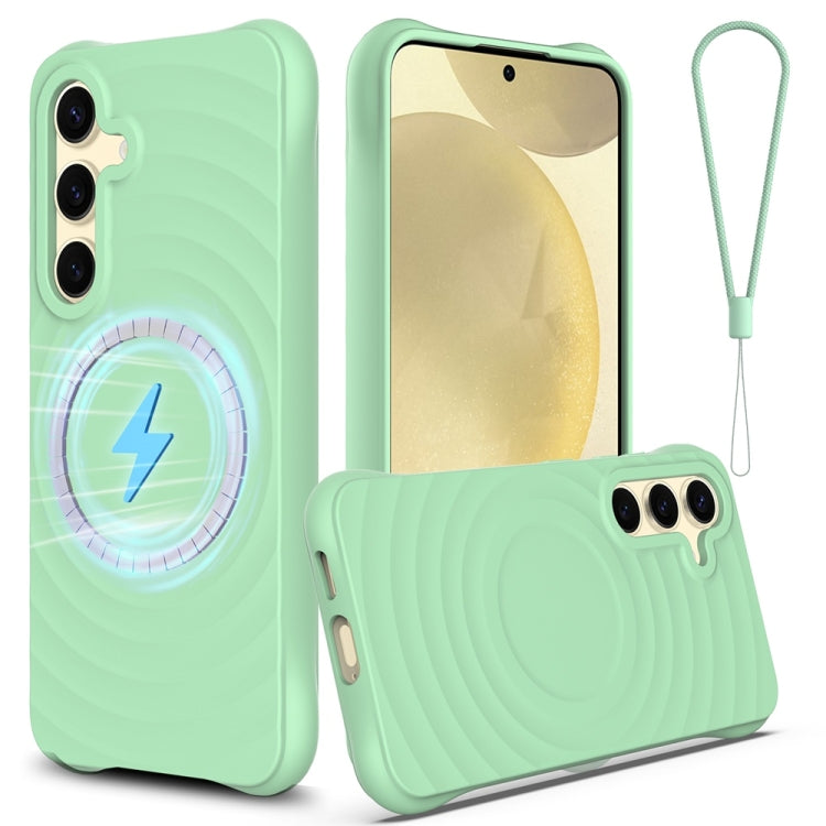 For Samsung Galaxy S25+ 5G Wave Texture MagSafe Magnetic Liquid Silicone Phone Case(Green) - free shipping - PMC Jewellery - Order now!