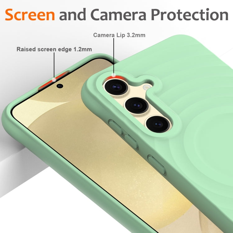 For Samsung Galaxy S25+ 5G Wave Texture MagSafe Magnetic Liquid Silicone Phone Case(Green) - free shipping - PMC Jewellery - Order now!