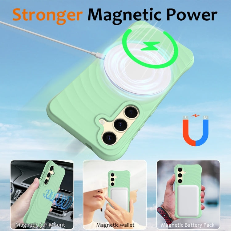 For Samsung Galaxy S25+ 5G Wave Texture MagSafe Magnetic Liquid Silicone Phone Case(Green) - free shipping - PMC Jewellery - Order now!
