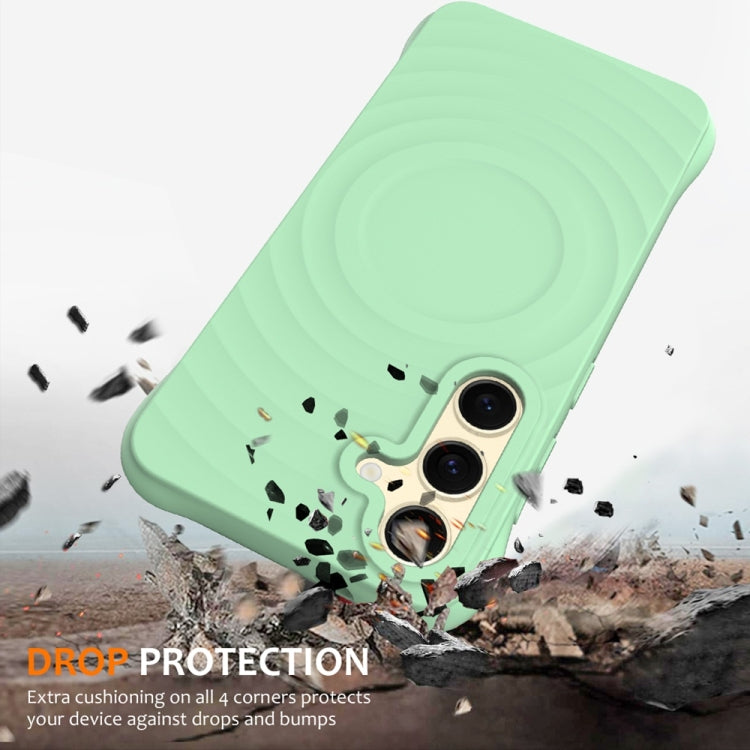 For Samsung Galaxy S25+ 5G Wave Texture MagSafe Magnetic Liquid Silicone Phone Case(Green) - free shipping - PMC Jewellery - Order now!
